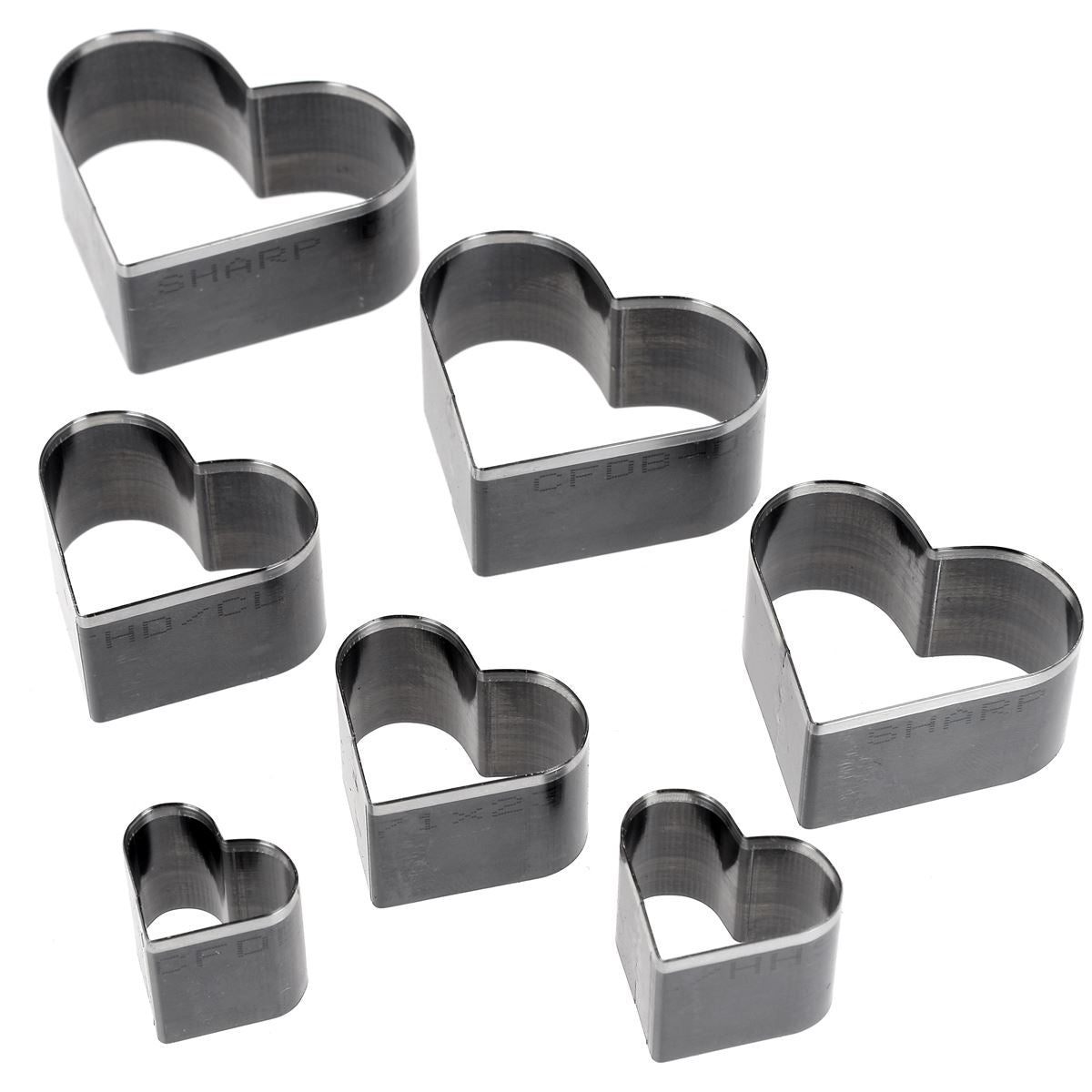 Lot de 7 emporte-pièces en forme de cœurs pour cuir, outils Ivan, à frapper ou presser, pour création artisanale.