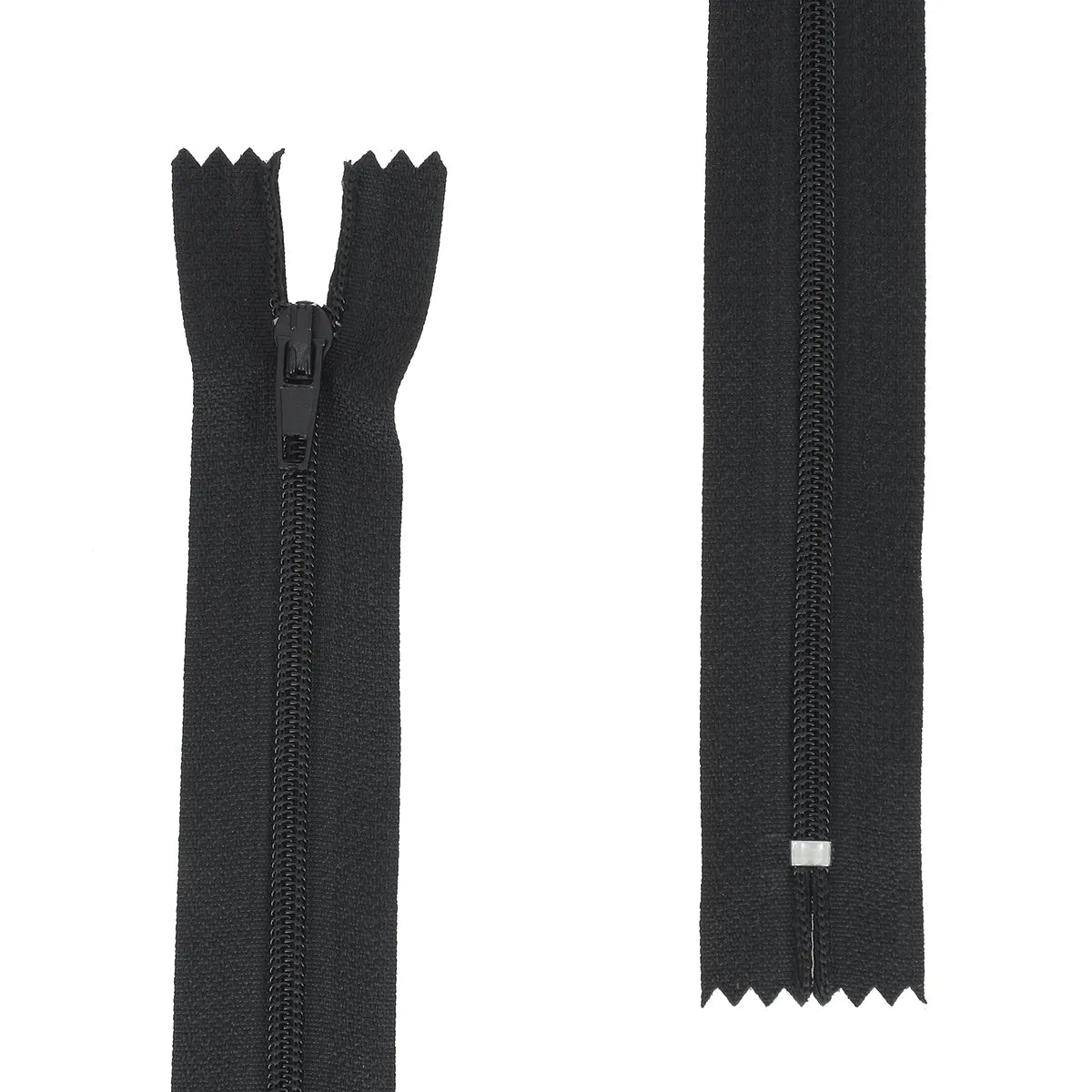 Fermeture zippée en nylon noir, 4mm d'épaisseur de maille. Plusieurs longueurs