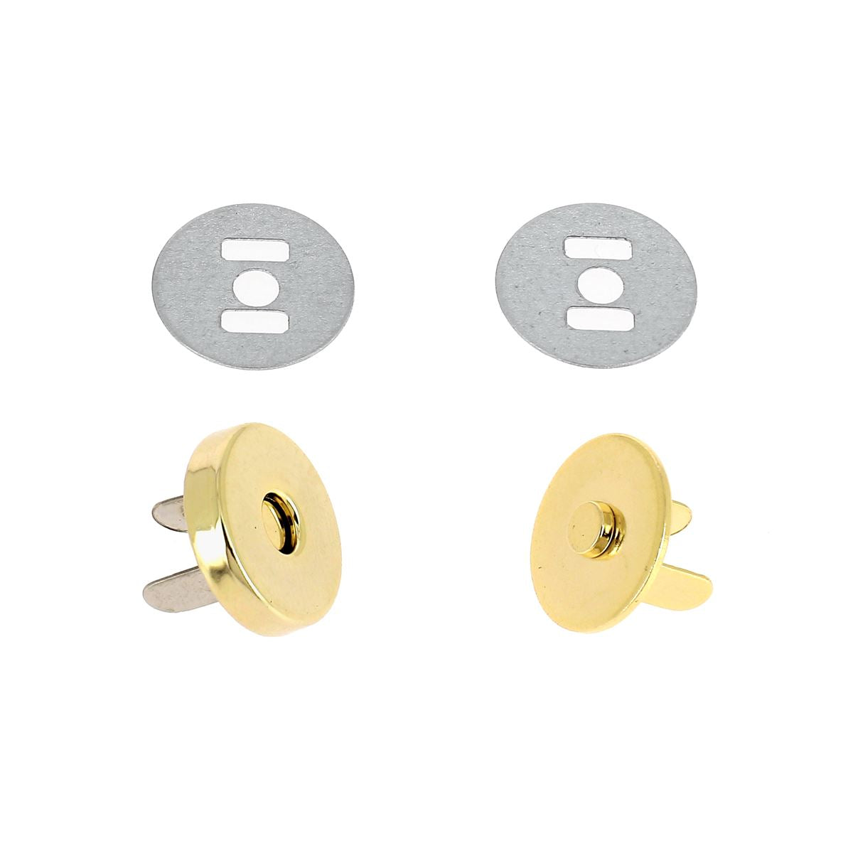 Fermoir TOP magnétique rond pour accessoires, façonné en métal, avec mécanisme de fixation facile et sécurisé.