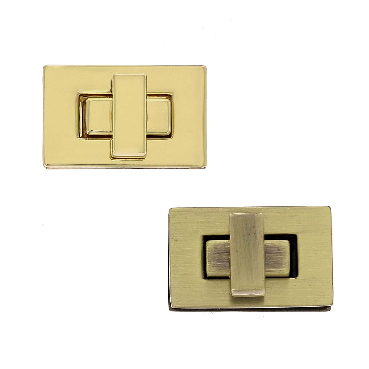 Fermoir pour sac rectangulaire de 17x27mm, accessoire en métal, utilisé pour sécuriser et personnaliser les sacs.