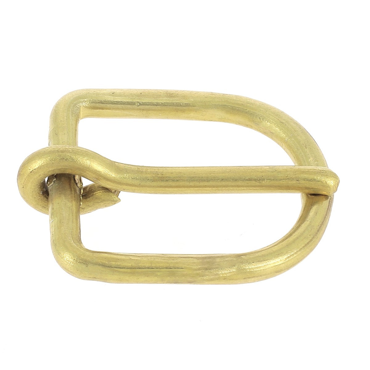Boucle de licol soudée en laiton massif, pièce de bouclerie robuste pour le matériel équestre, en image.