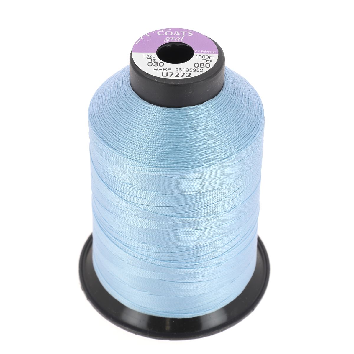 Bobine de fil polyester GRAL N°30 Coats, 1000m, bleu ciel, mercerie, pour couture et travaux manuels.