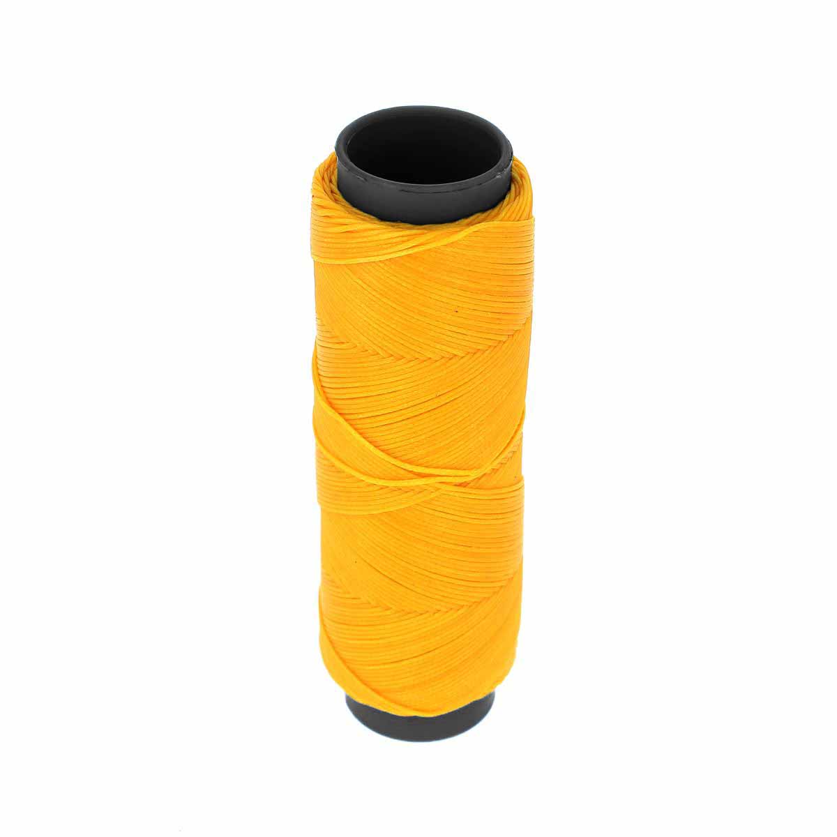 Bobine de 100m de fil polyester tressé et ciré de 0,6mm en jaune, mercerie pour couture et bricolage.