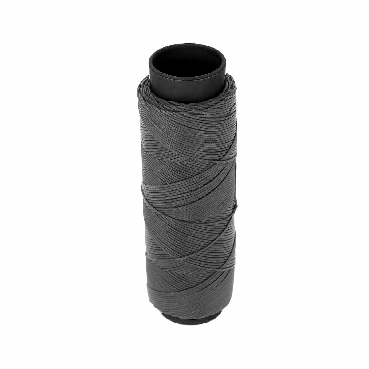 Bobine de 100m de fil polyester tressé et ciré gris foncé, diamètre 0,6mm, pour mercerie, marque Autres.