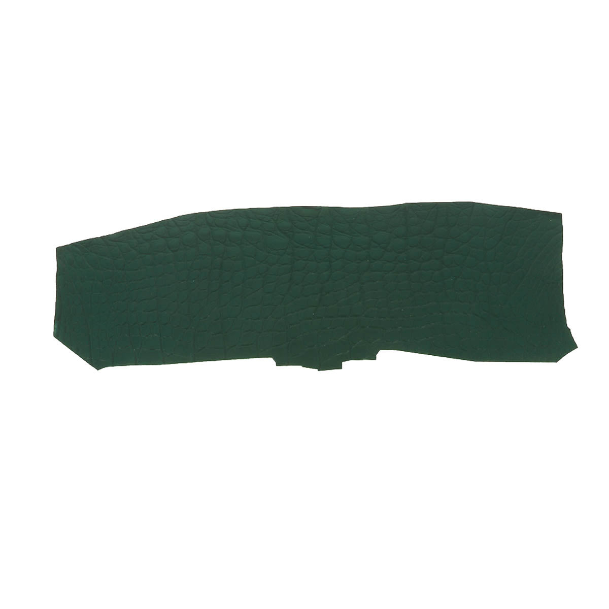 Morceaux de cuir d'alligator vert bouteille, flanc en cuir mat, texture riche et naturelle, fabriqué par une marque indépendante.