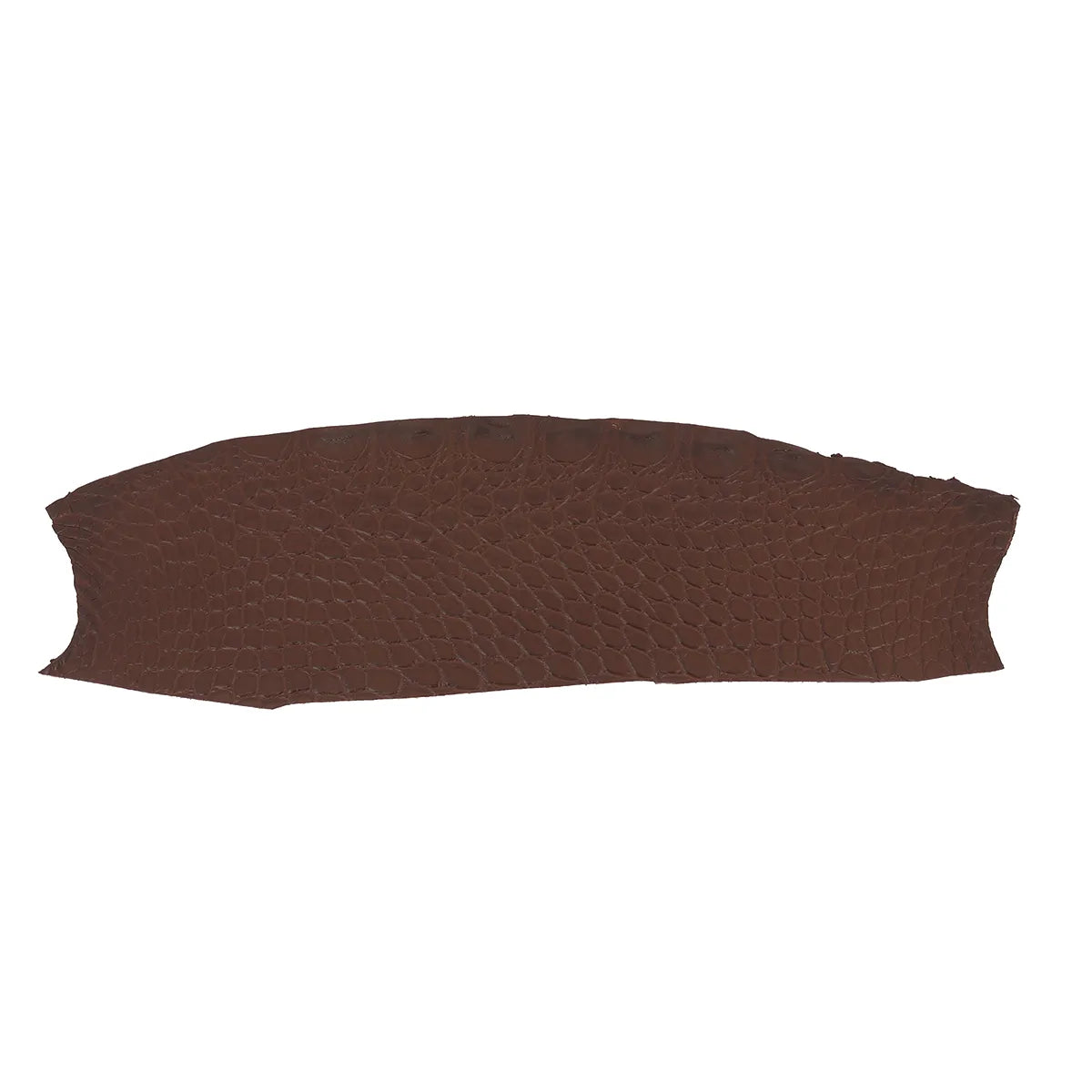 Flanc de cuir d'alligator marron foncé finition mate. Cuir exotique pour création de bijoux, bracelet de montre...