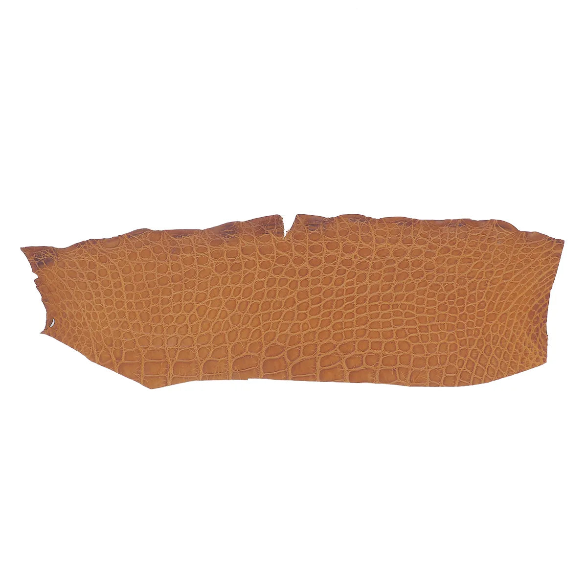 Flanc de cuir d'alligator marron cognac mat. Cuir exotique idéal pour la création de bijoux, bracelets de montre, accessoire d'exception...