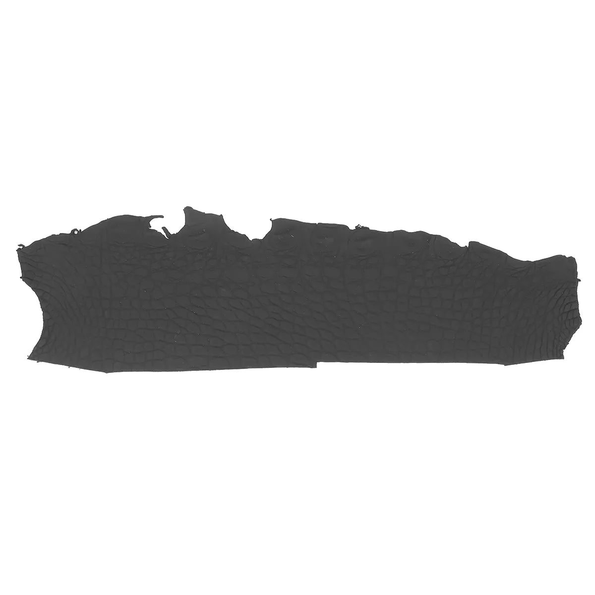 Flanc de cuir d'alligator noir très mat. Matière ferme idéal pour réaliser bijoux, maroquinerie et porte-clés