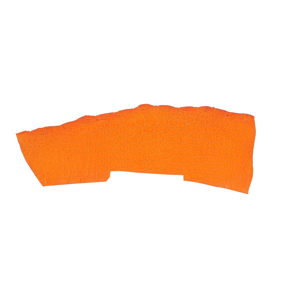 Flanc de cuir d'alligator orange mat. Cuir exotique idéal pour la création de bijoux haut de gamme, bracelet de montre, petite maroquinerie... Existe en 2 tailles
