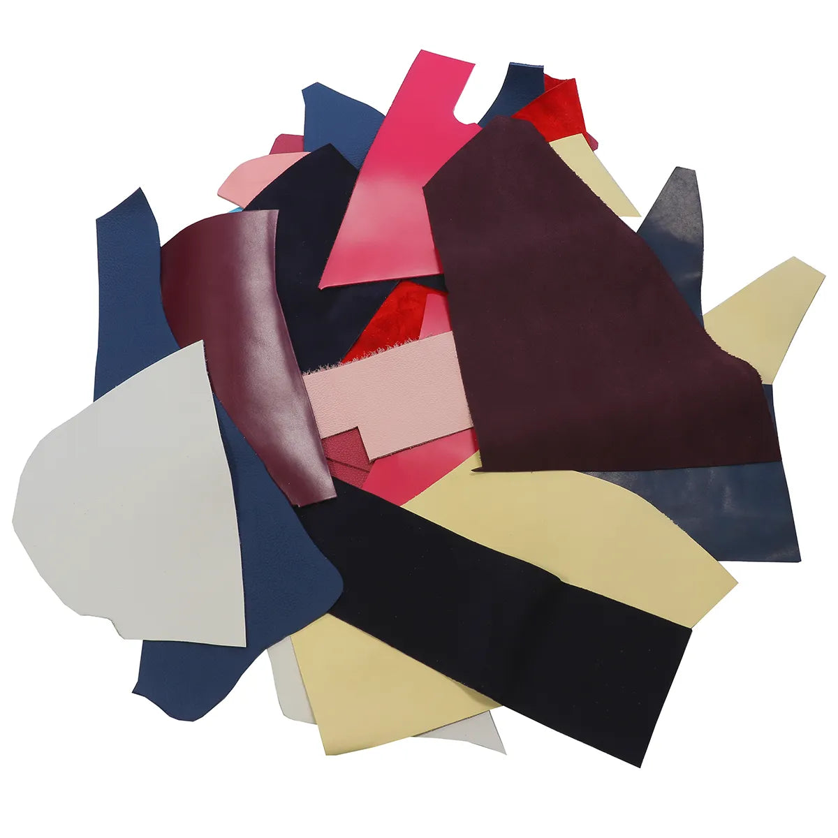 Chutes de cuir divers de 1 kg. Morceaux de cuir variés pour tests, prototypes, petits accessoires
