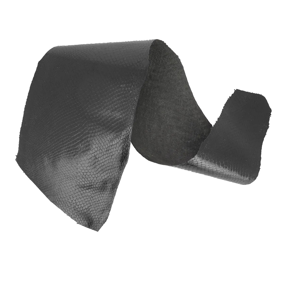 Cuir de saumon noir brillant, en quantité limitée et à petit prix. Cuir de poisson idéal pour l'ornement, l'horlogerie...