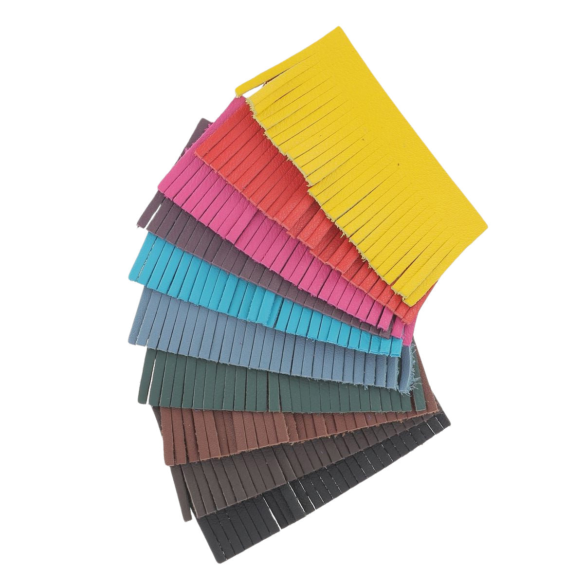 Lot de 10 découpes POMPONS en cuir pour porte-clés Sweet 2, couleurs variées, par Deco Cuir