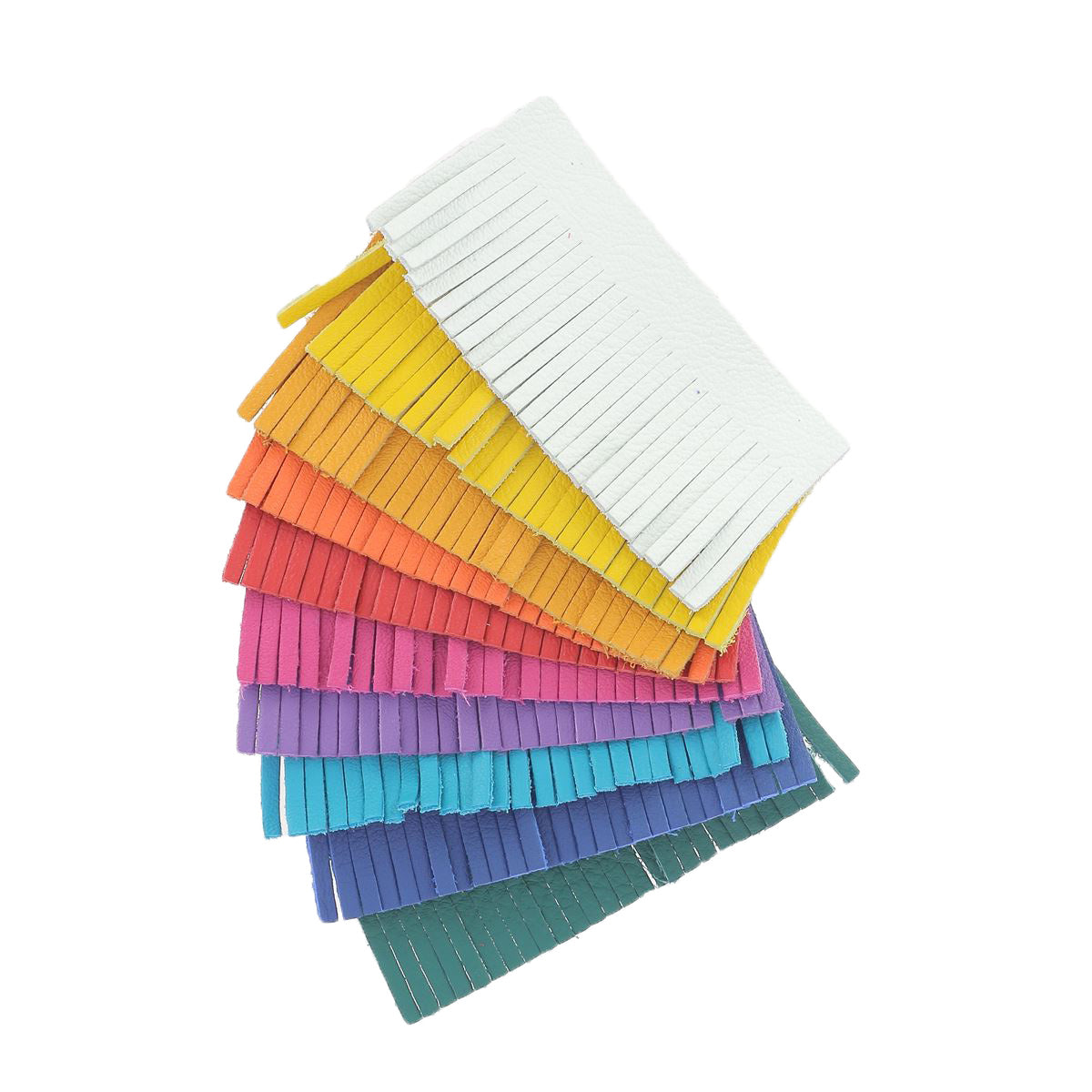 Lot de 10 découpes en cuir POMPONS pour porte-clés Sweet 2, couleurs vives, fabriquées par Deco Cuir.
