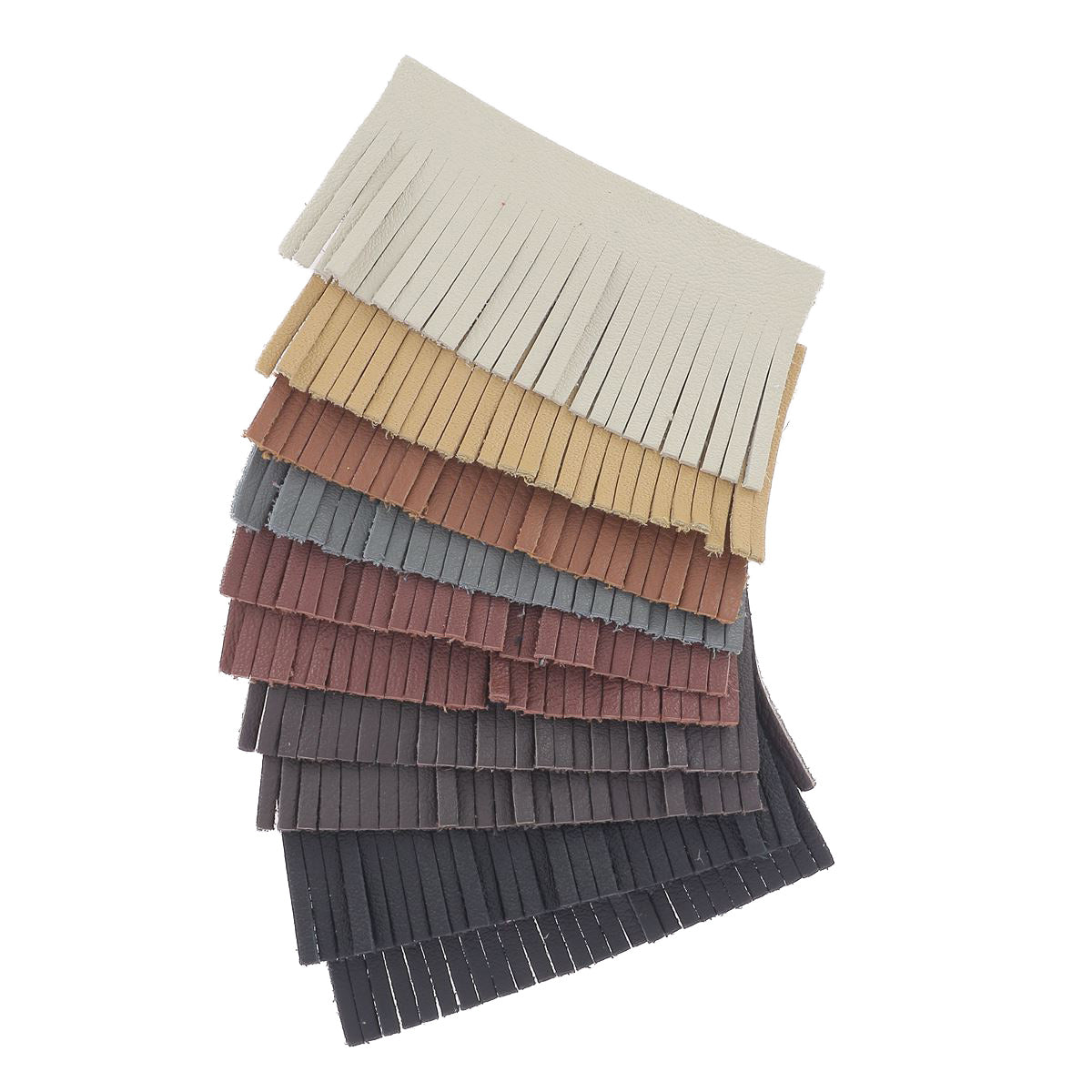 Lot de 10 découpes POMPONS en cuir pour porte-clés, coloris automne, par Deco Cuir, pour customiser vos accessoires.