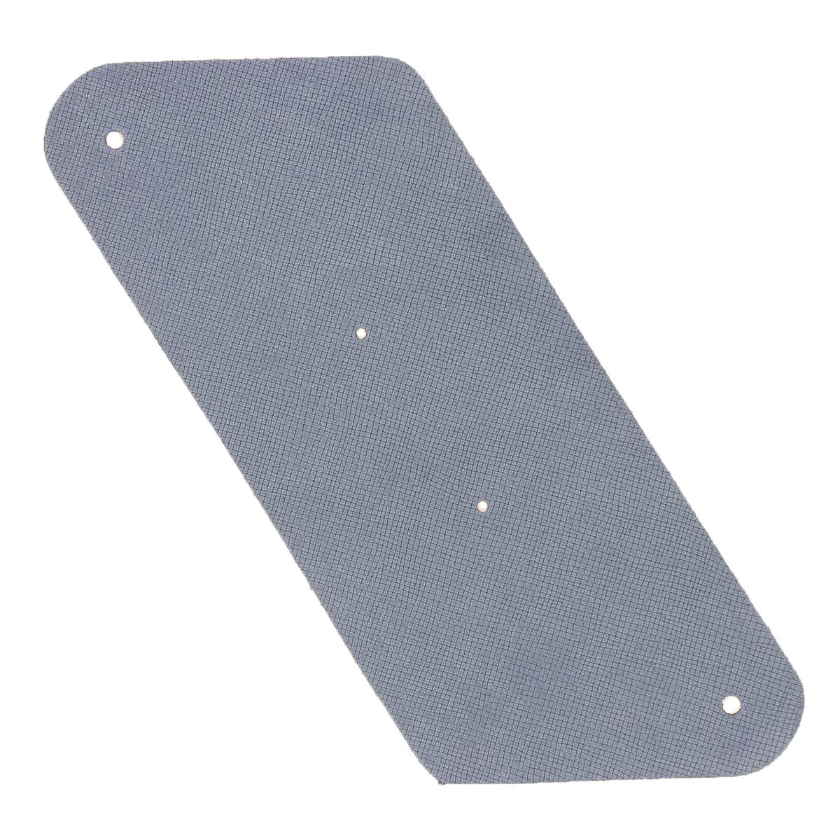 Découpe de cuir en forme de grand porte-monnaie triangle, en croûte de cuir velours grain croisé bleu, par Deco Cuir.