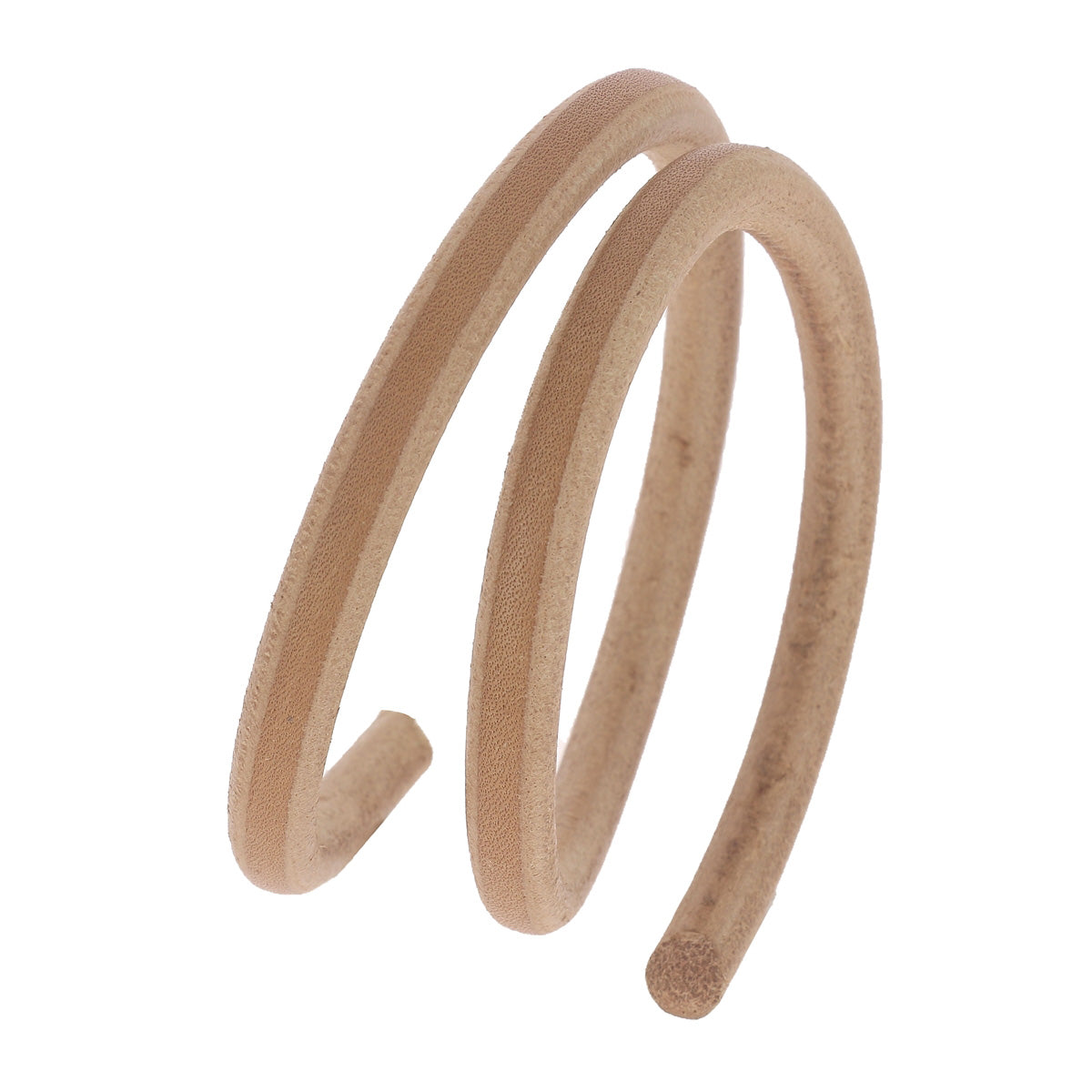 Lacet en cuir teinté huilé rond de Deco Cuir, couleur naturelle, pour chaussures en cuir, image montrant la texture et la finition.