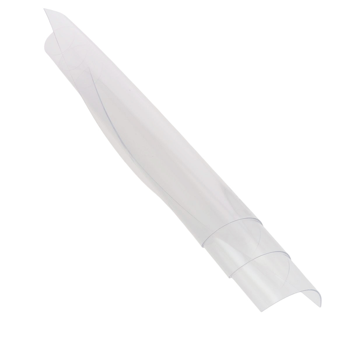 Feuille de PVC transparent de 1mm d'épaisseur pour renforts en cuir, fabriquée par Deco Cuir, visible en plan.