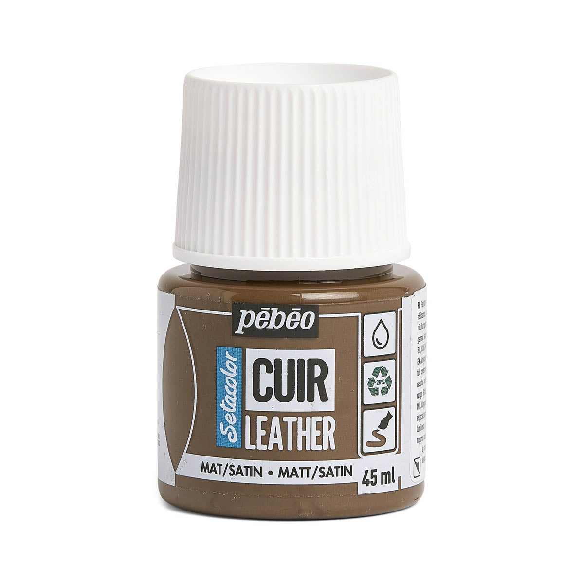 Peinture acrylique pour cuir Pébéo Setacolor, 45ml, brun expresso, fini mat ou satiné, peinture pour matériaux souples.