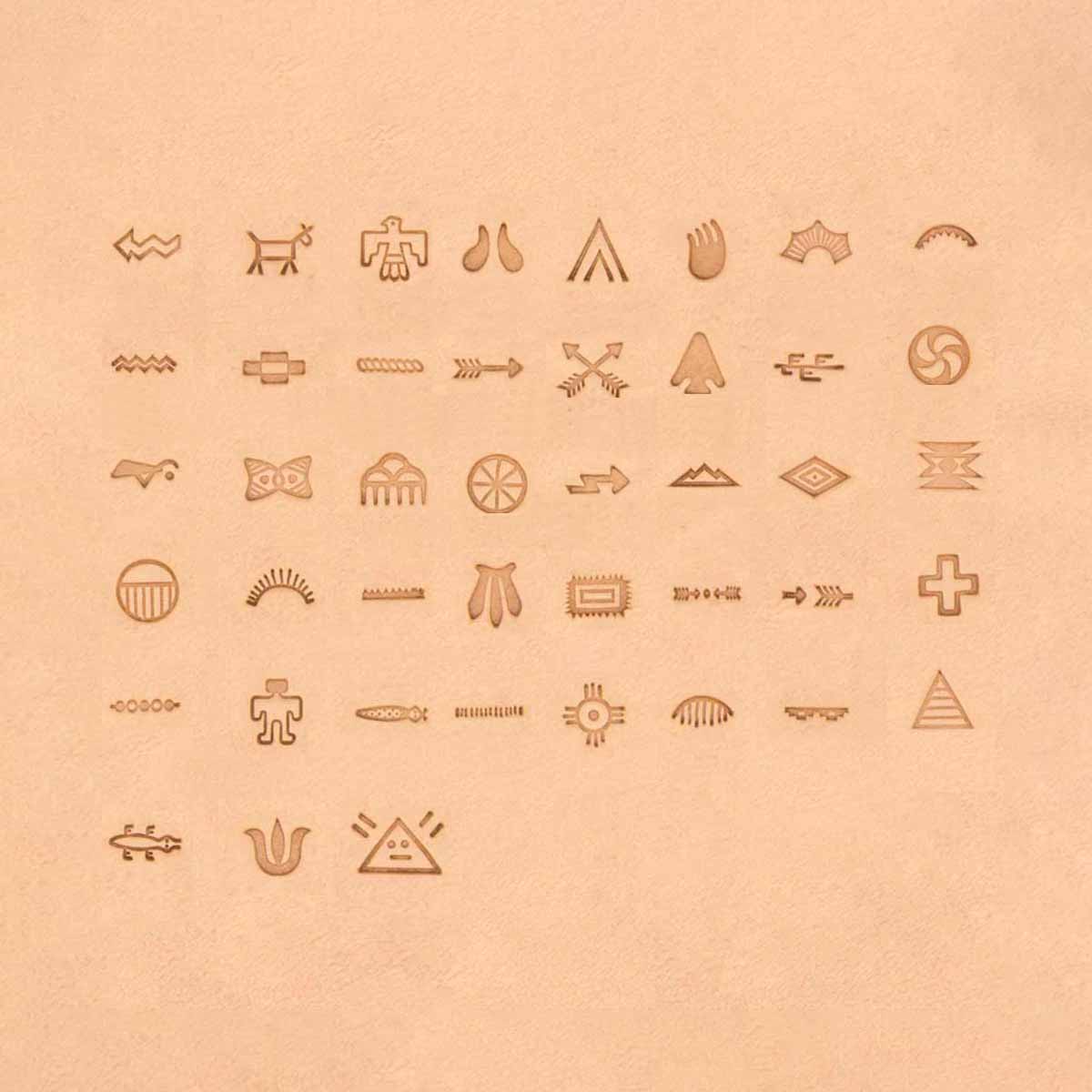 Jeu de 43 matoirs Tandy Leather avec symboles amérindiens, 0,9 cm, outils pour cuir et artisanat.