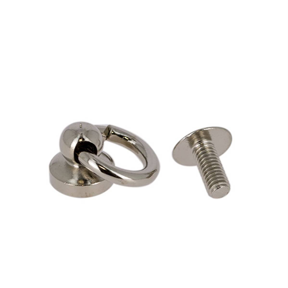 Bouton de col nickelé avec anneau de 10 mm pour lanière de 8 mm, accessoire en métal pour couture ou bricolage.
