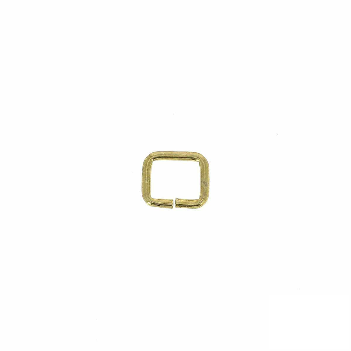 Passant rectangulaire en laiton, bouclerie fine, 10x8mm, pour artisanat ou bijoux, image montrant la pièce métallique.