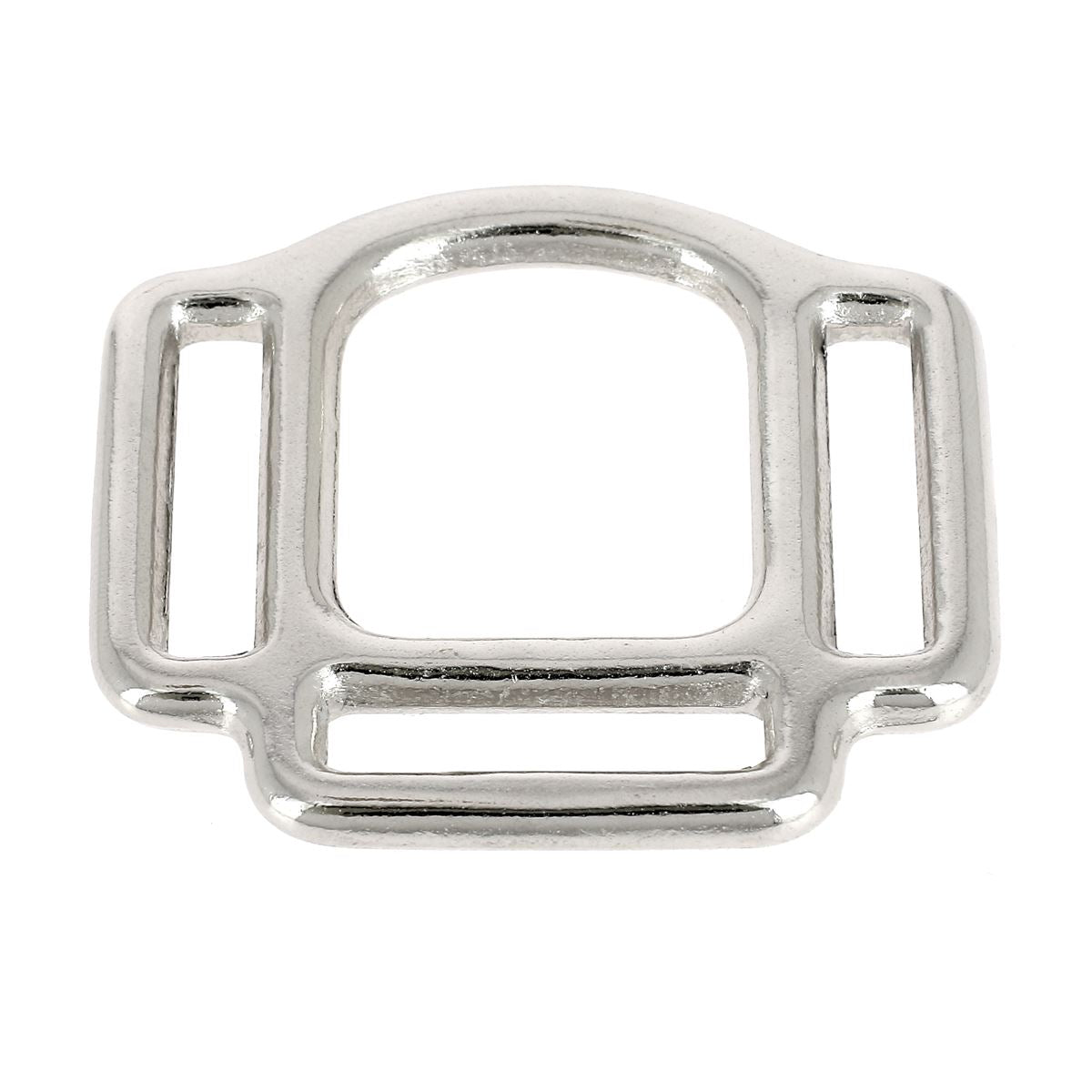 Anneau de licol à 3 passants en laiton massif, bouclerie pour équitation, diamètre 27 mm, finition nickelée.