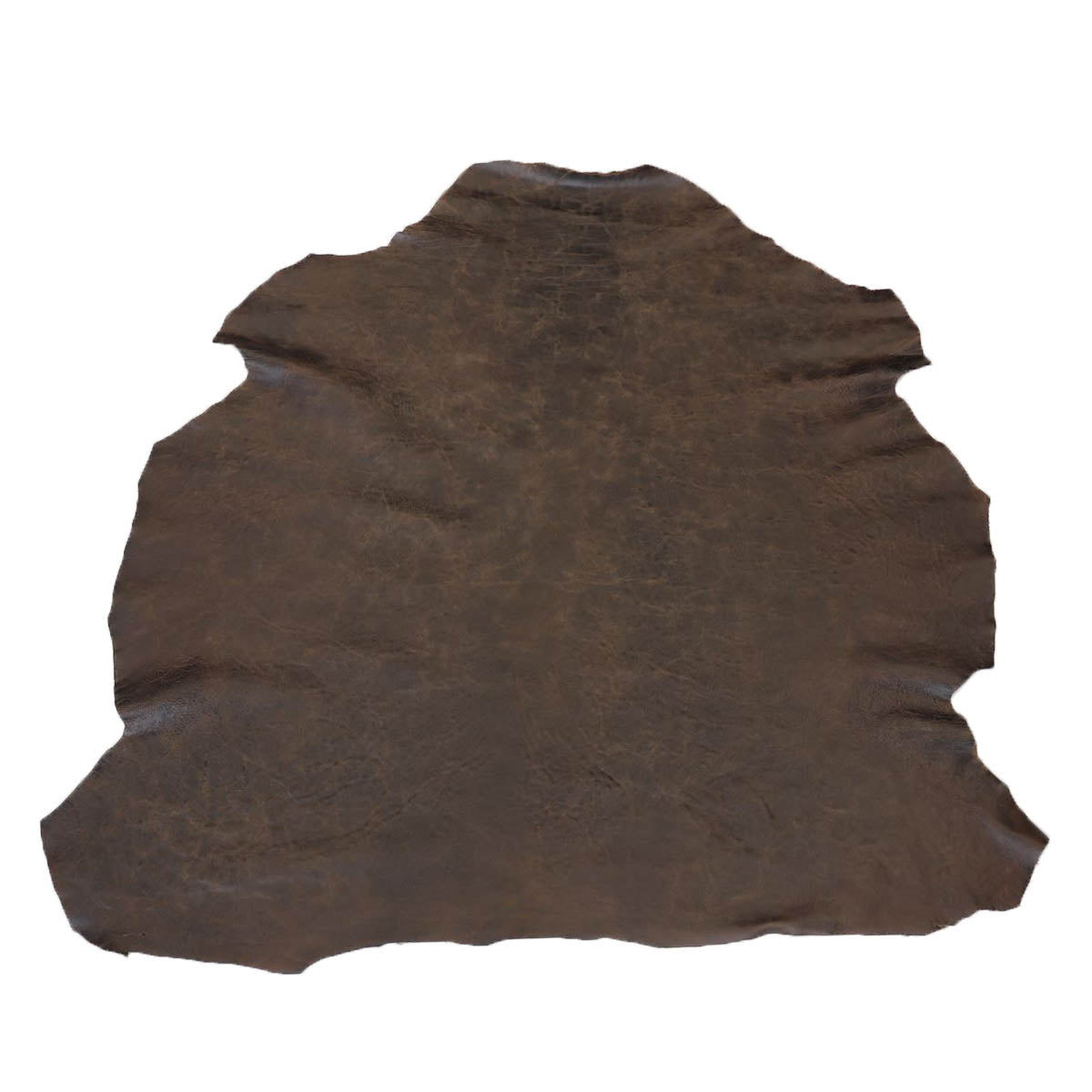 Peau entière de cuir de basane marron vieilli, authentique, pour projets de maroquinerie ou artisanat, fabriquée en France.