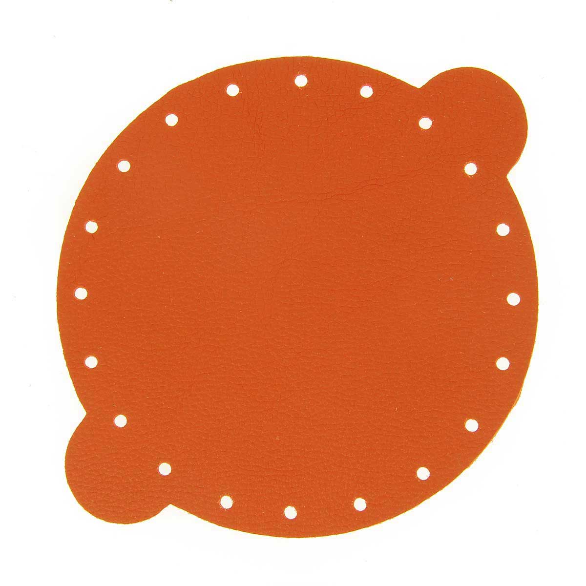 Découpe en cuir orange pour bourse, conçue par Deco Cuir, avec détails visibles sur la texture et la forme.