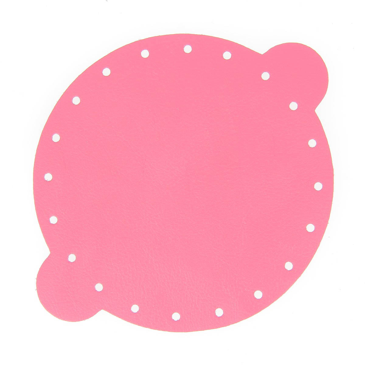 Découpe pour bourse en cuir de couleur rose, par Deco Cuir, montrant la forme et la texture de la pièce en cuir.