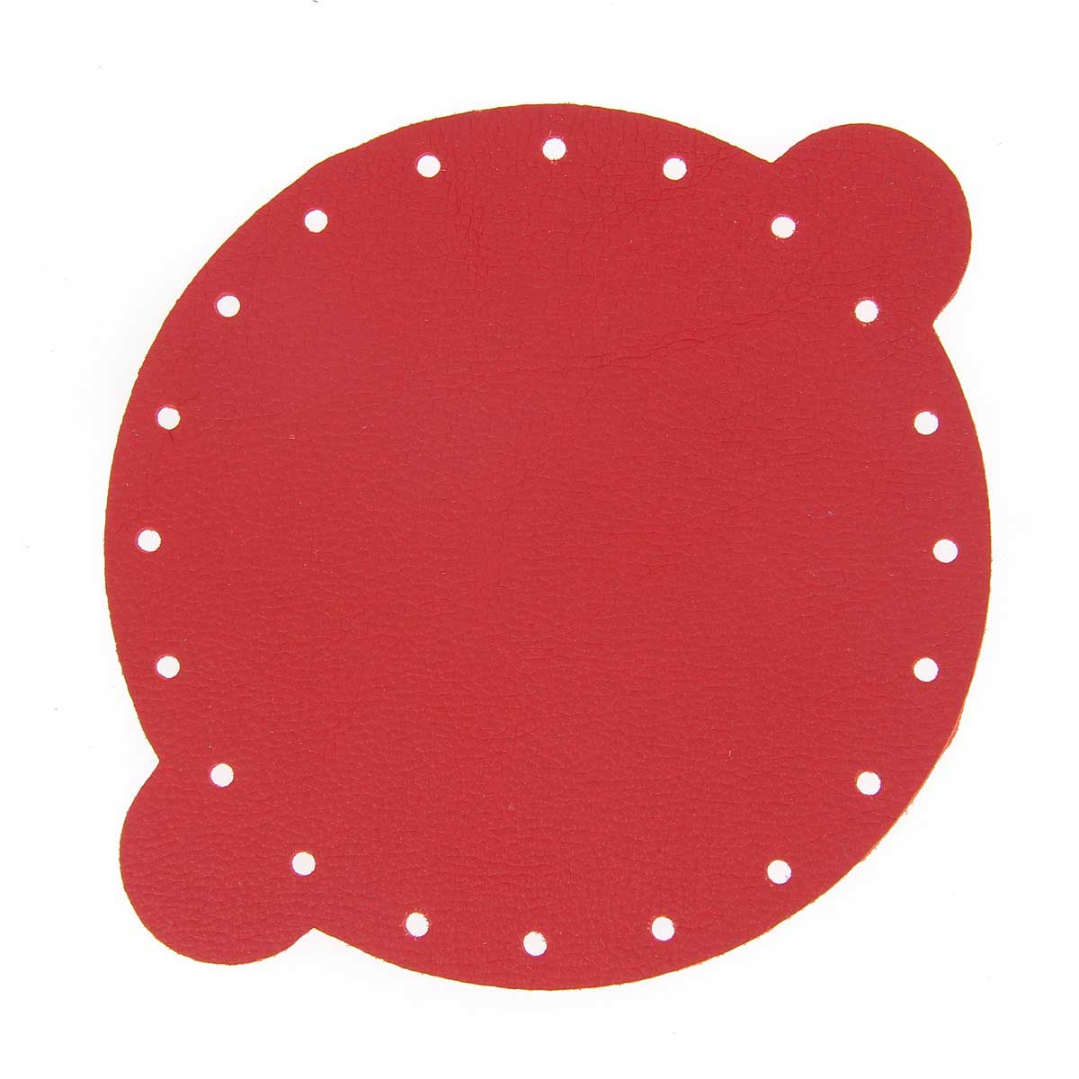 Découpe pour bourse en cuir rouge de la marque Deco Cuir, montrée sur une bourse en cuir rouge avec détails de finition.