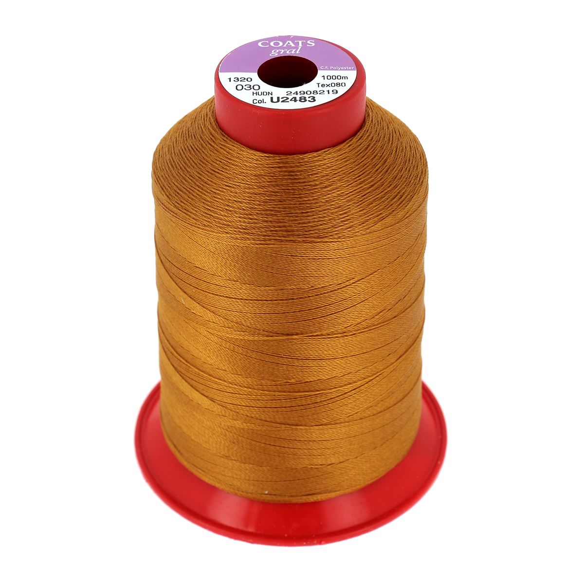 Bobine de fil polyester GRAL N°30 Coats, 1000m marron fauve, mercerie pour couture et broderie, image montrant la bobine.