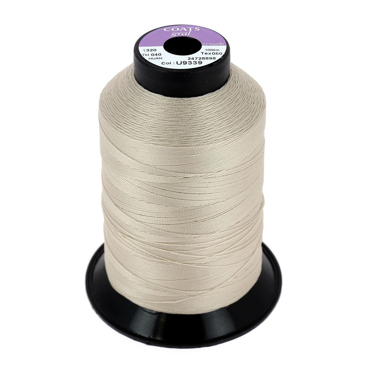 Bobine de fil polyester GRAL N°40 Coats, 1000m beige, mercerie pour couture et projets textiles.