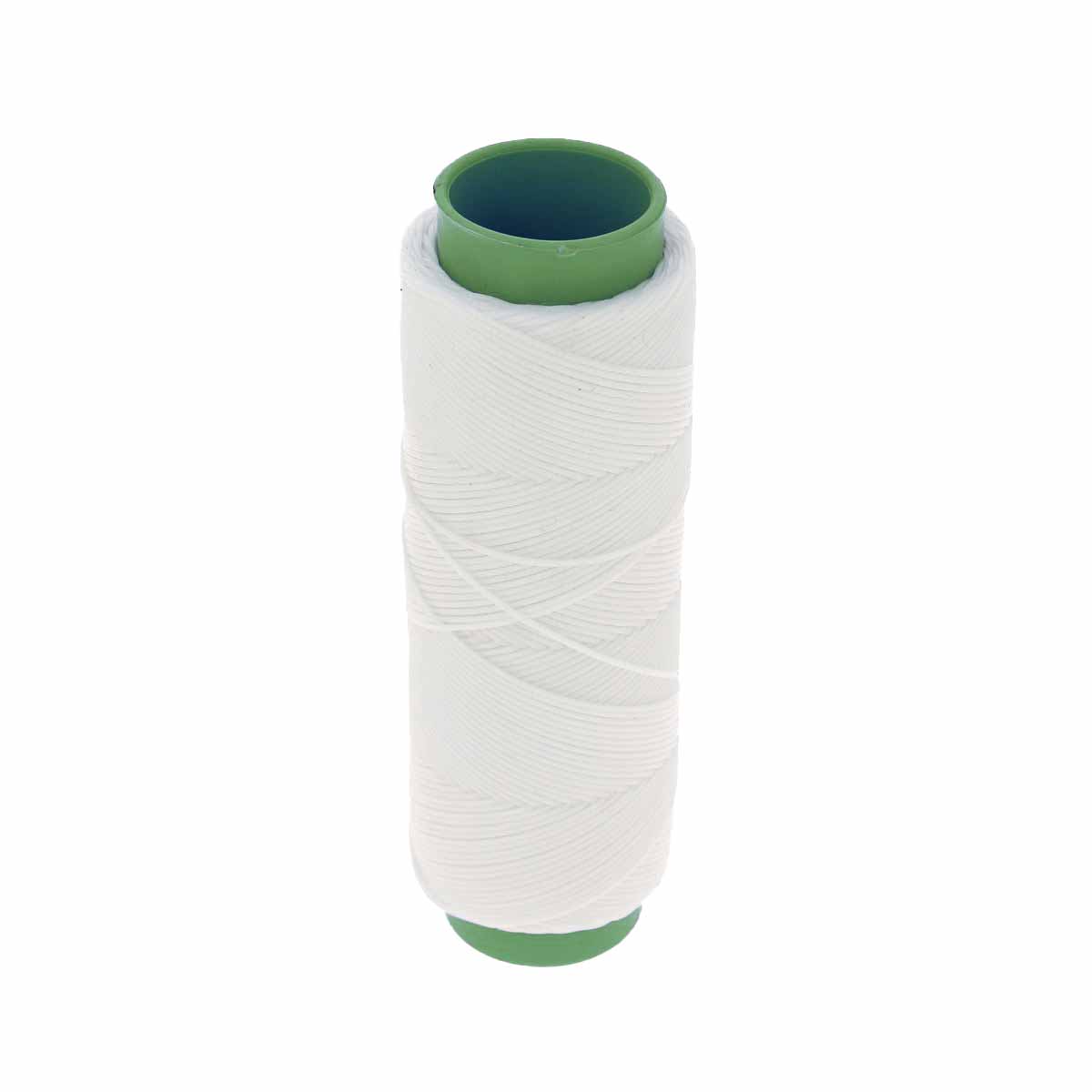 Bobine de fil polyester tressé et ciré blanc, diamètre 1 mm, longue de 100 m, pour mercerie, marque Autres.