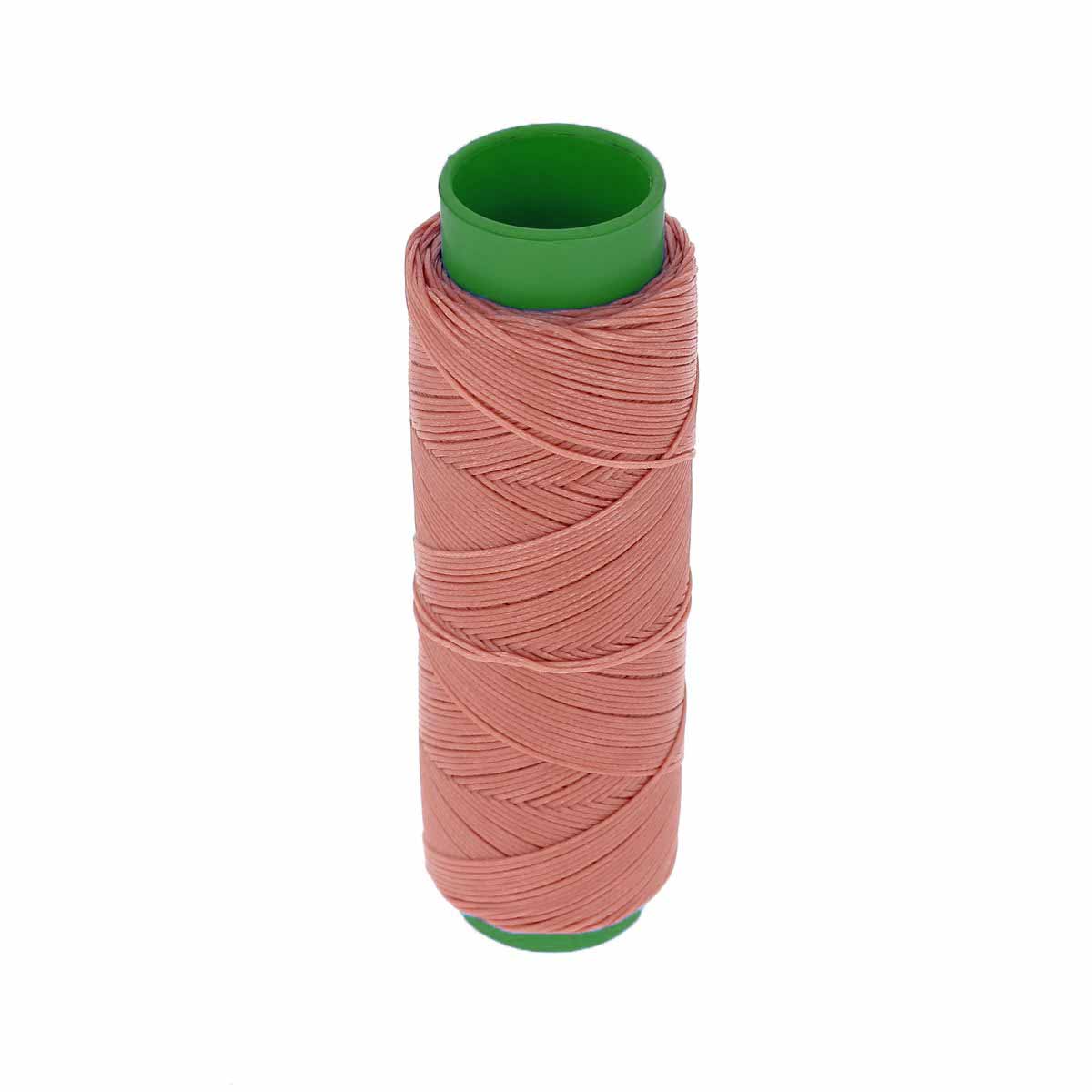 Bobine de 100m de fil polyester tressé et ciré Vieux Rose, diamètre 1mm, pour couture et travaux de mercerie.