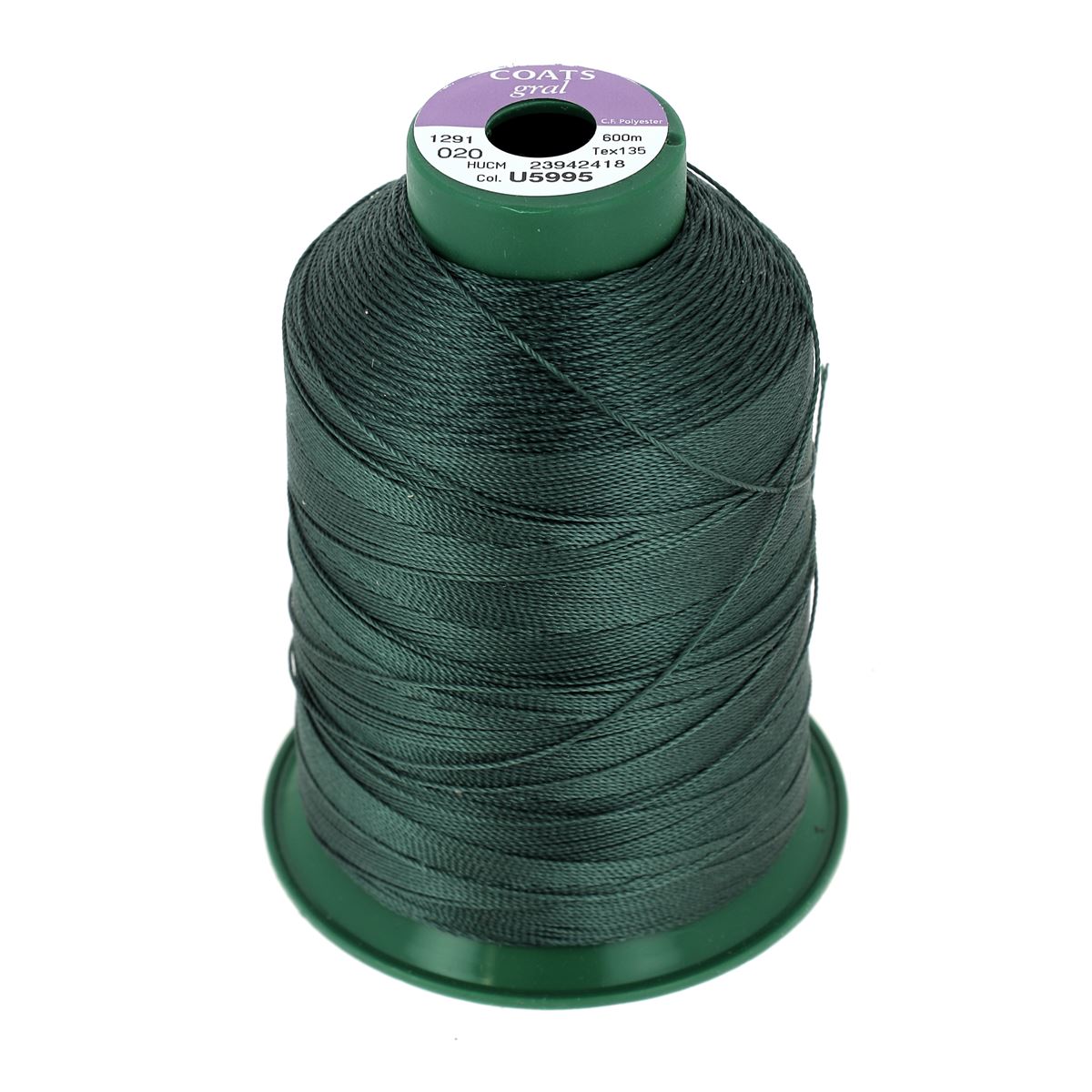 Bobine de fil polyester vert foncé Coats GRAL N°20, 600m, mercerie pour couture et travaux manuels