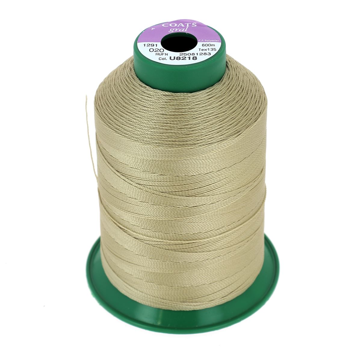 Bobine de fil polyester GRAL N°20 Coats, 600m, enroulée, pour couture et mercerie, couleur Savane.