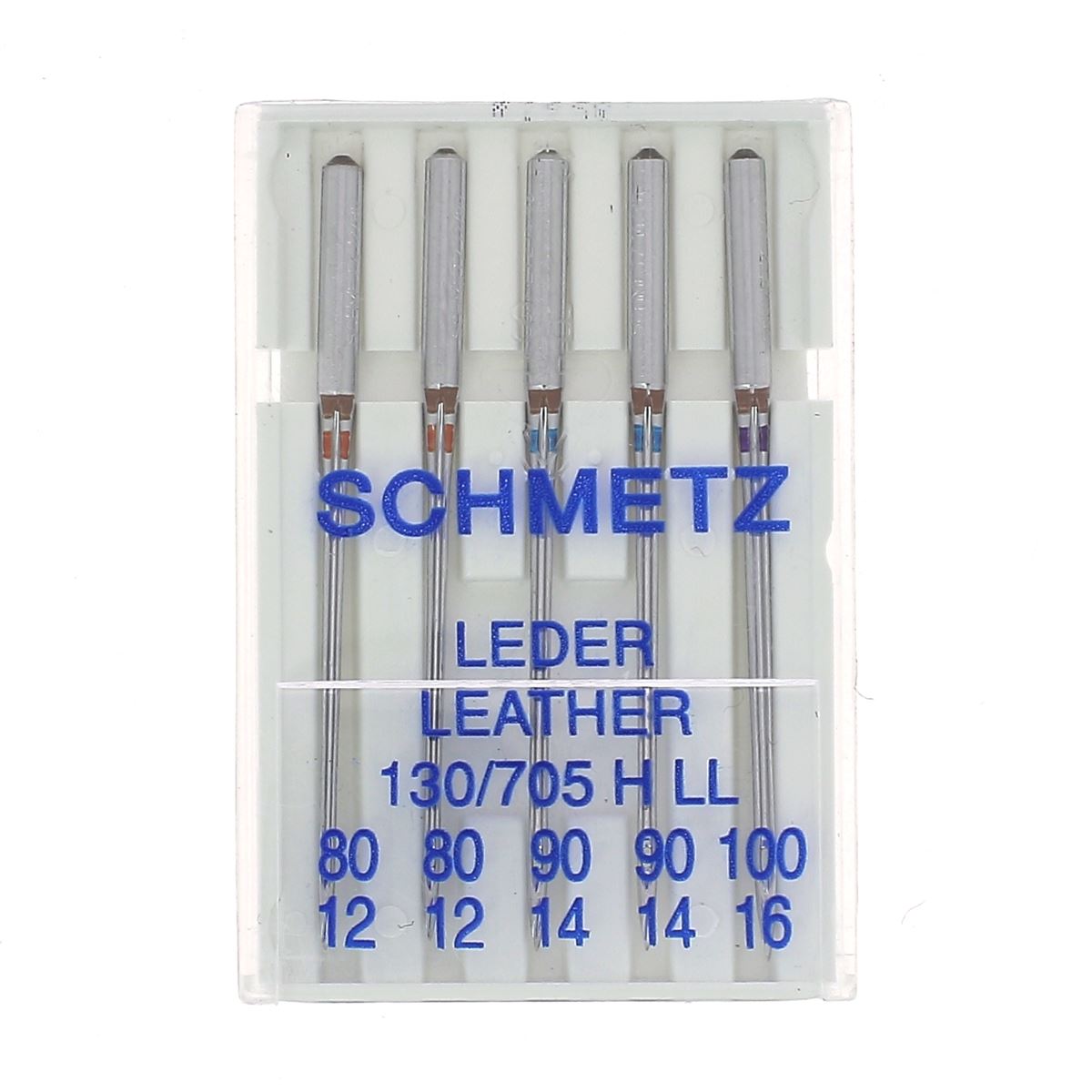 Lot de 5 aiguilles CUIR Schmetz pour machine à coudre, assortiment n°80 à 100, accessoires de mercerie.