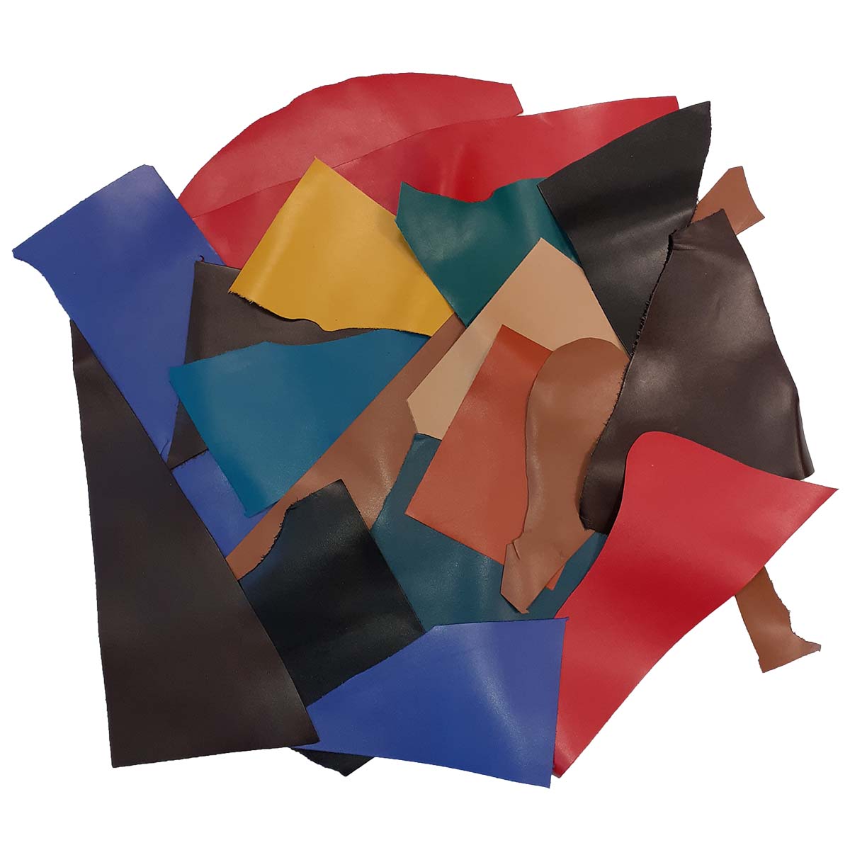 Chutes de cuir Satinlys de 500 g de Deco Cuir, morceaux variés pour loisirs créatifs ou couture.