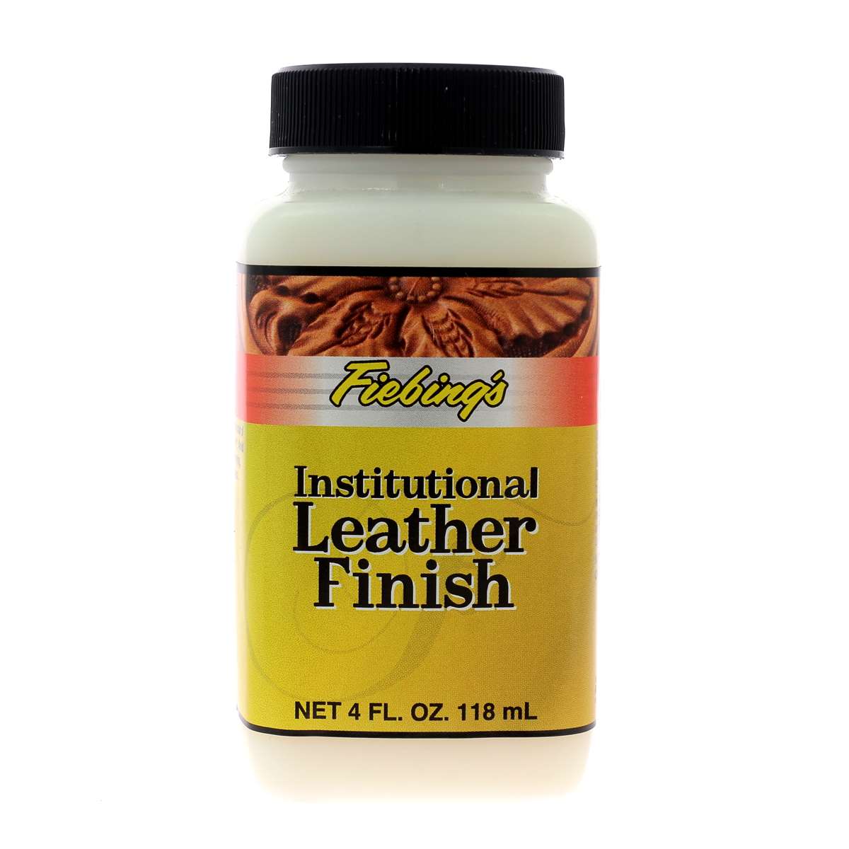 Finition institutionnelle neutre Fiebing's Leather Finish 118ml pour cuir, aspect lisse et durable, dans un flacon.