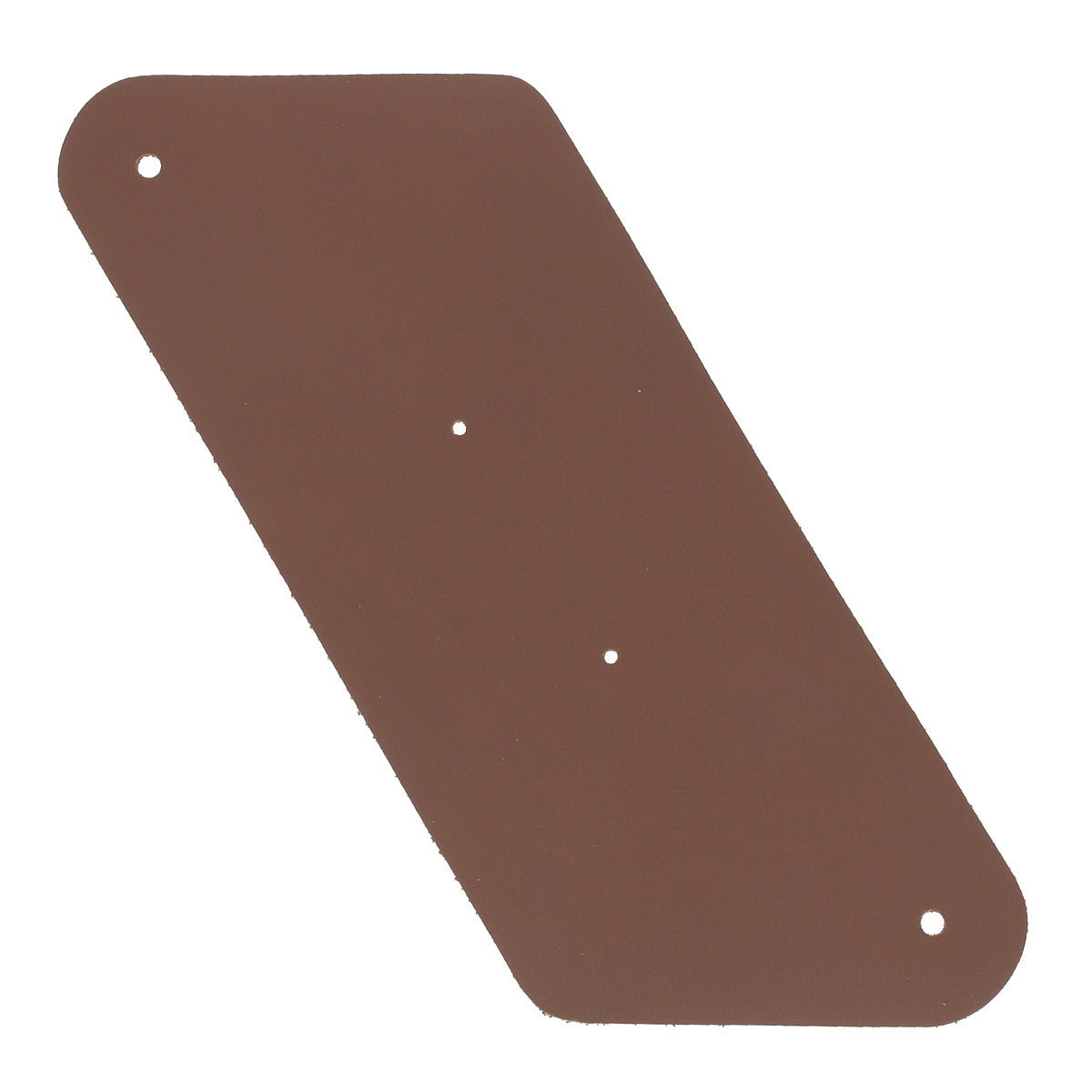 Découpe de cuir pour grand porte-monnaie triangle en cuir marron, fabriquée par Deco Cuir, avec détails de finition en cuir marron.