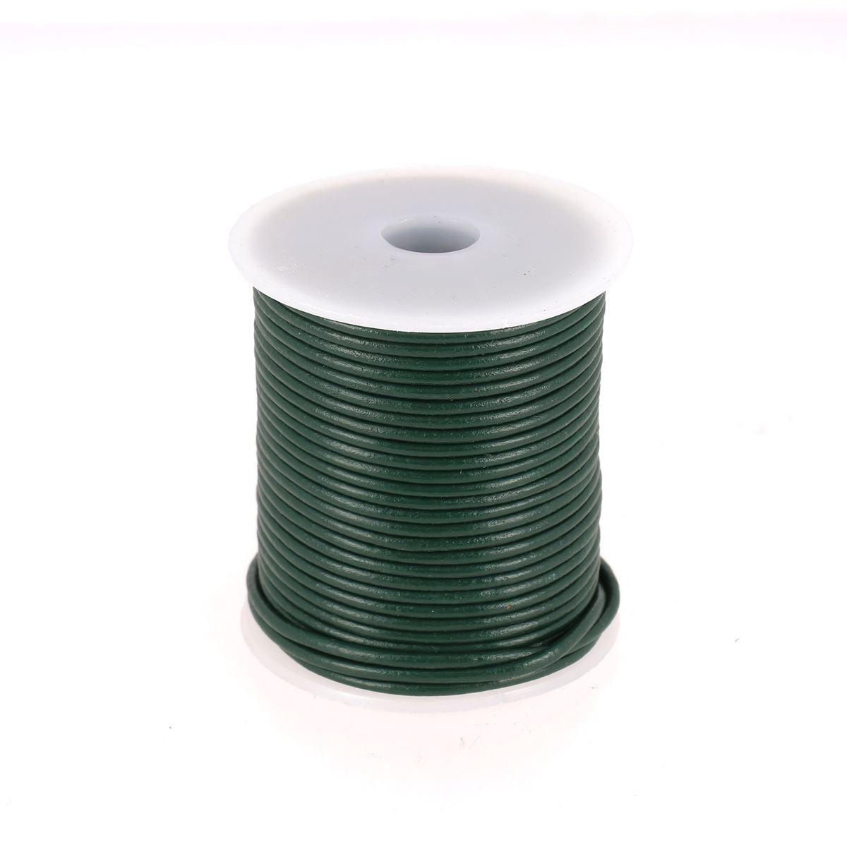 Lacet en cuir rond vert foncé, diamètre 2 mm, de 1 mètre, pour chaussures ou accessoires, par Deco Cuir.