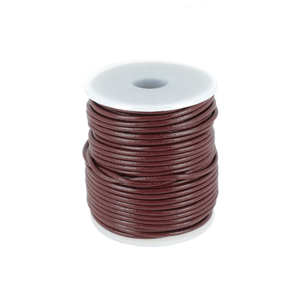 Lacet en cuir rond marron de 2 mm de diamètre, 1 mètre, par Deco Cuir, idéal pour chaussures ou accessoires.