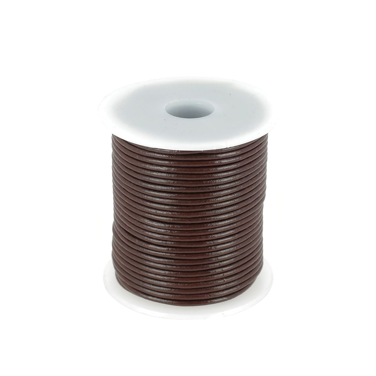 Lacet en cuir rond de 2 mm de longueur 1 mètre, couleur chocolat, fabriqué par Deco Cuir, pour chaussures ou accessoires.