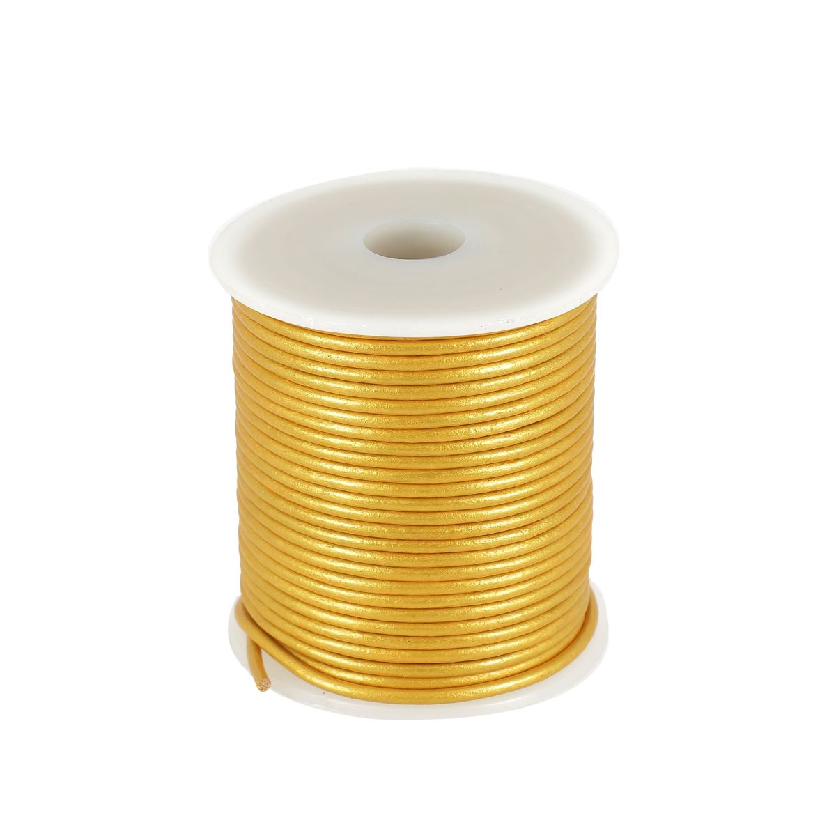 Lacet en cuir rond de 2 mm de Deco Cuir, 1 mètre, pour chaussures ou accessoires, couleur beige.