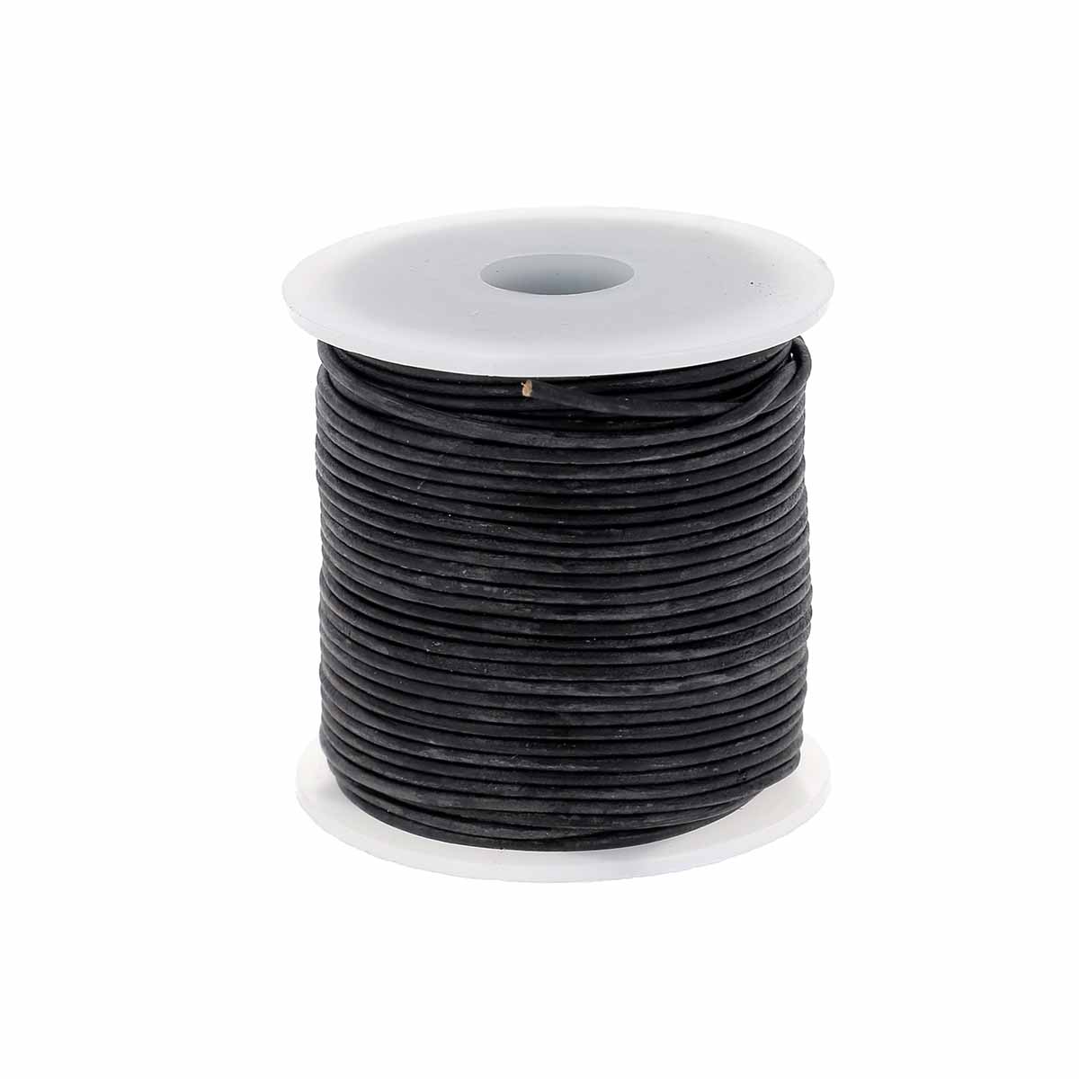 Lacet en cuir teinté rond de 1mm noir de la marque Deco Cuir, idéal pour chaussures élégantes.