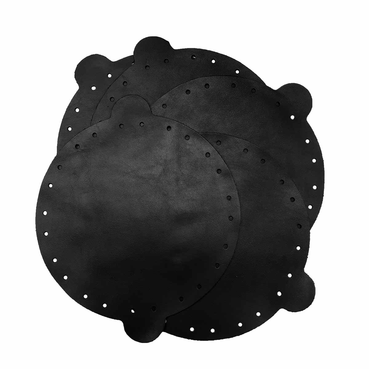 Lot de 5 découpes de cuir noir pour bourse, diamètre 14,5 cm, de la marque Deco Cuir, pièces prêtes à l'emploi