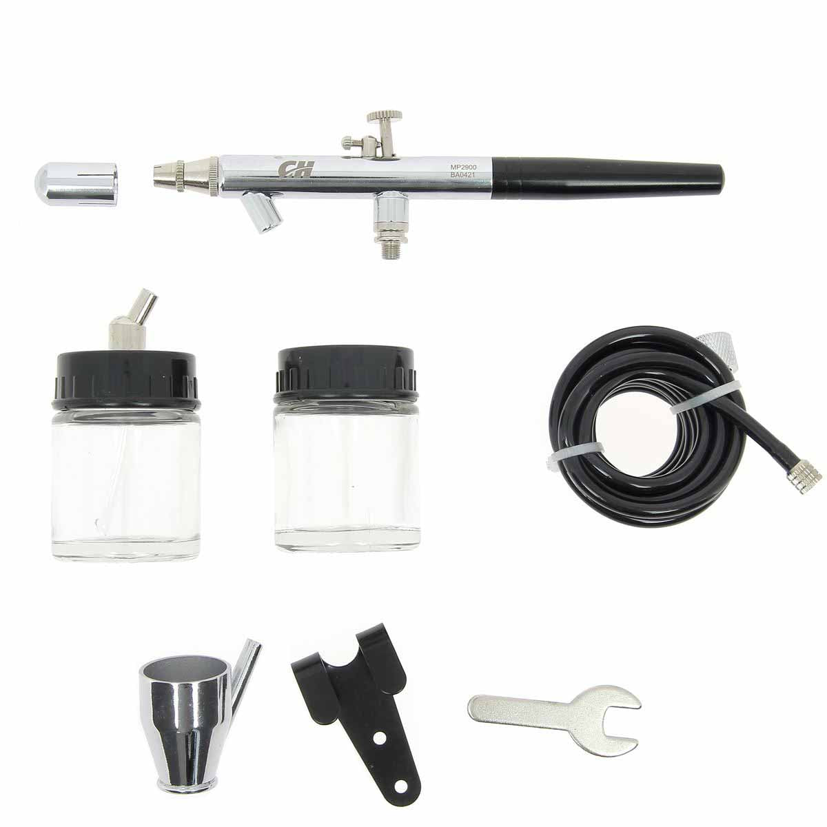Kit aérographe Fengda FE-128 à double action pour teintures et peintures, avec pistolet portable et accessoires.