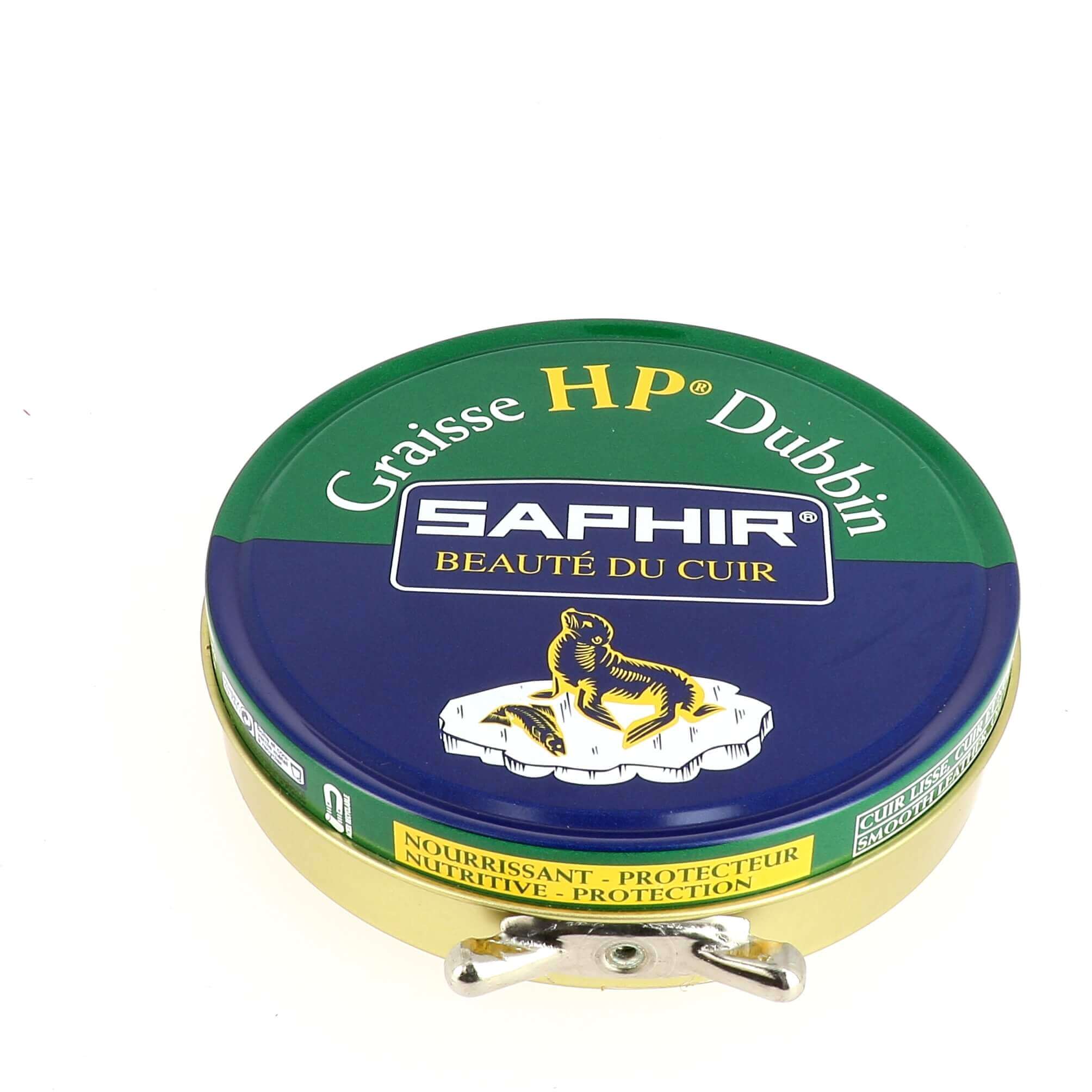 Graisse HP Dubbin incolore pour cuir Saphir, 100ml, produit d'entretien pour cuir brillant et protégé.