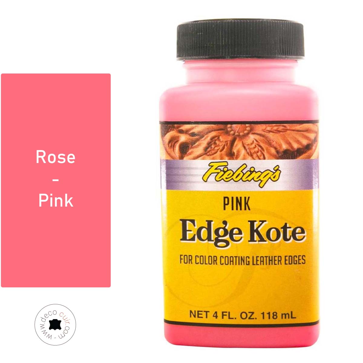 Finition de tranche pour cuir Fiebing's Edge Kote 118ml en rose, teinture et peinture pour bords de cuir.