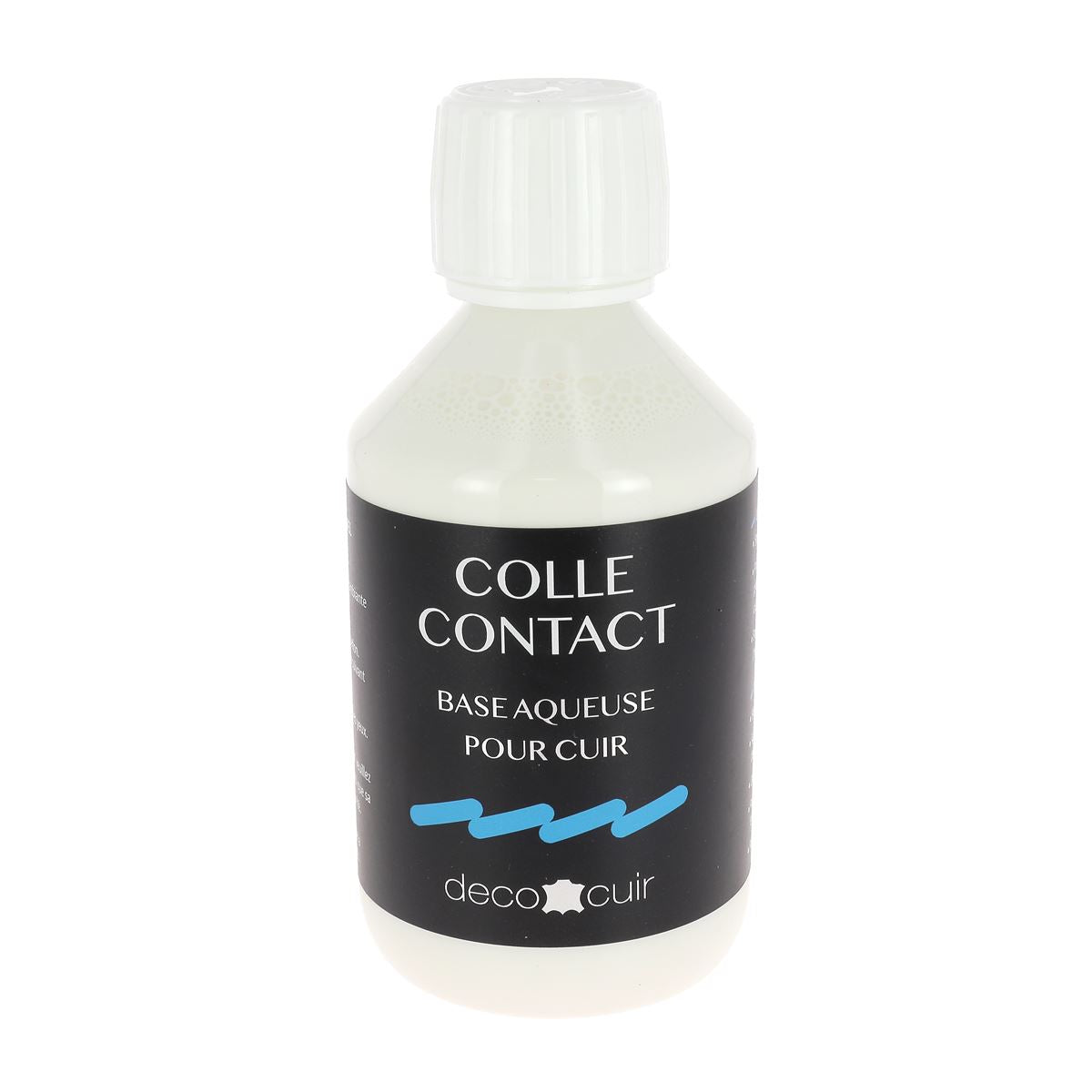 Pot de colle contact à base d'eau Deco Cuir pour cuir, contenant, prêt à l'emploi, destiné à la réparation et à la fixation du cuir.